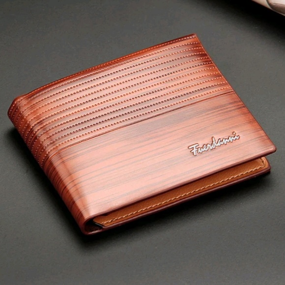 Mens wallet Light Brown Gift vegan leather Bi-fold - Picture 5 of 5